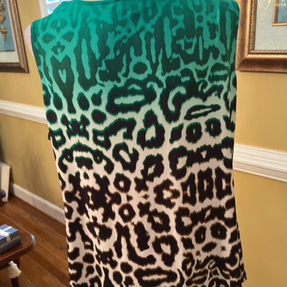 Stunning Calvin Klein Womens Cowl Neck Top Green White Black XL - Picture 3 of 4
